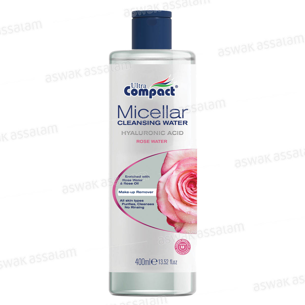 EAU MICELLAIRE ACIDE HYALURONIQUE A L'EAU DE ROSE 400ML ULTRA COMPACT