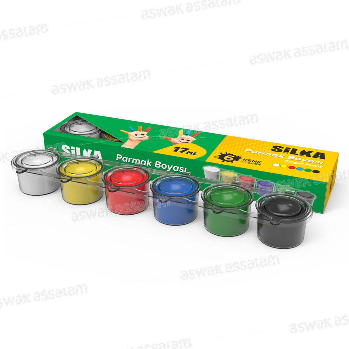 ENSEMBLE DE PEINTURE AUX DOIGTS 6 COULEURS 17ML SILKA