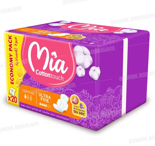 SERVIETTES HYGIENIQUES ULTRA FINES NORMAL 20 UNITES ECONOMY PACK MIA