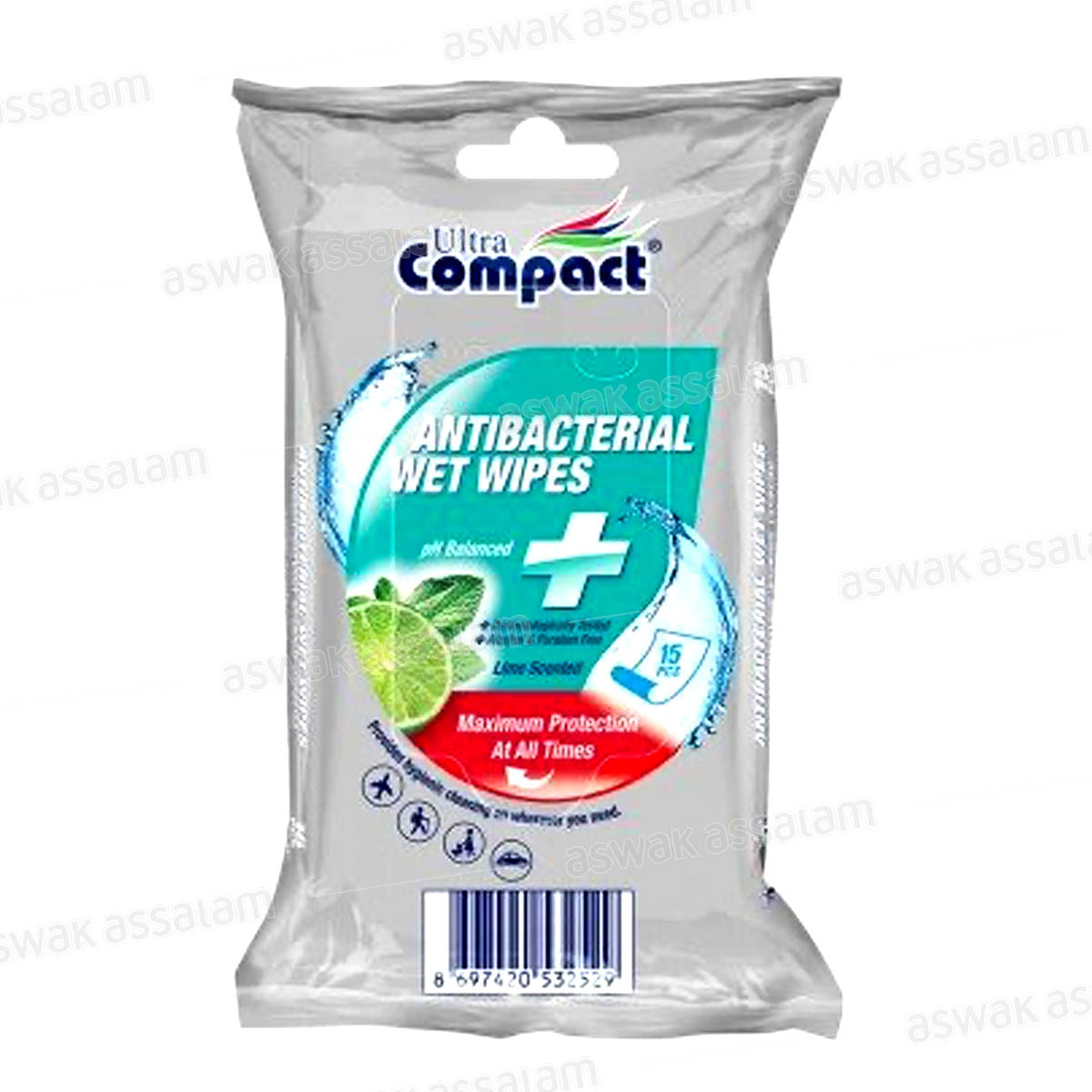 LINGETTES ANTIBACTERIENNES 15 UNITES ULTRA COMPACT