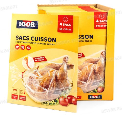 SAC DE CUISSON FOUR ET MICRO-ONDES LARGE 50*50CM 4 UNITES IGOR