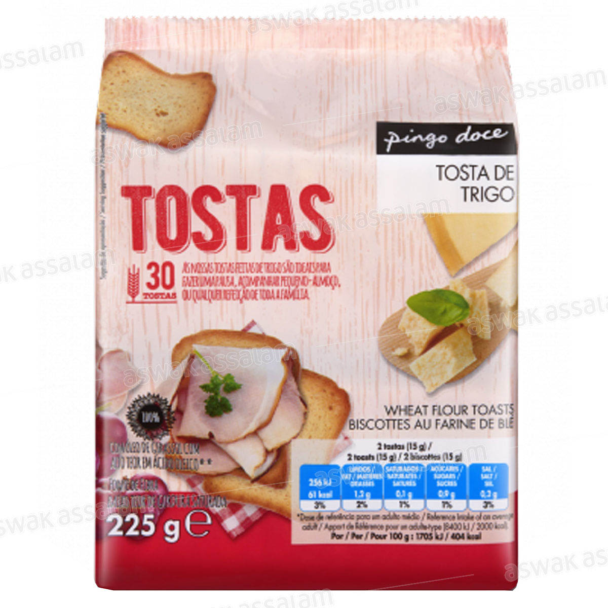TOAST DE BLE 30 UNITES 225G PINGO DOCE