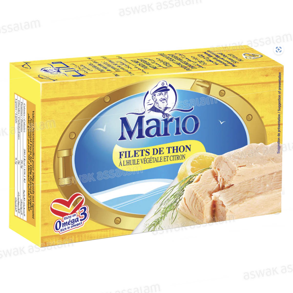 FILETS DE THON A L'HUILE VEGETALE ET CITRON 125G MARIO