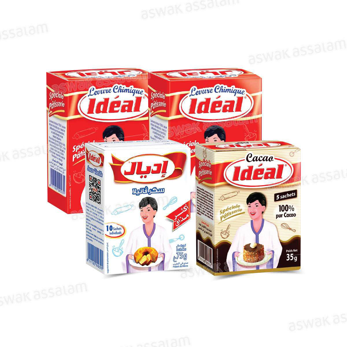 LOT DE 2 LEVURES CHIMIQUES + 1 SUCRE VANILLE + 1 POUDRE CACAO IDEAL (LIVRET DE RECETTES GRATUIT)