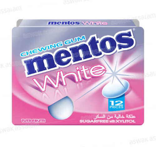 CHEWING-GUM WHITE TUTTI FRUTTI SANS SUCRE 17G MENTOS