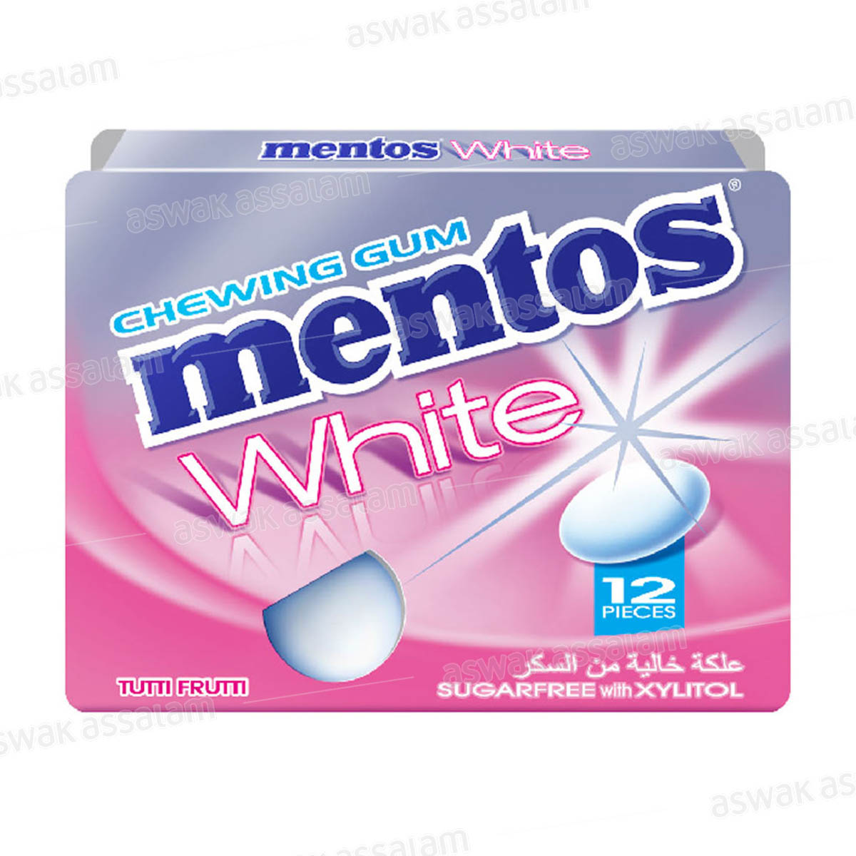 CHEWING-GUM WHITE TUTTI FRUTTI SANS SUCRE 17G MENTOS