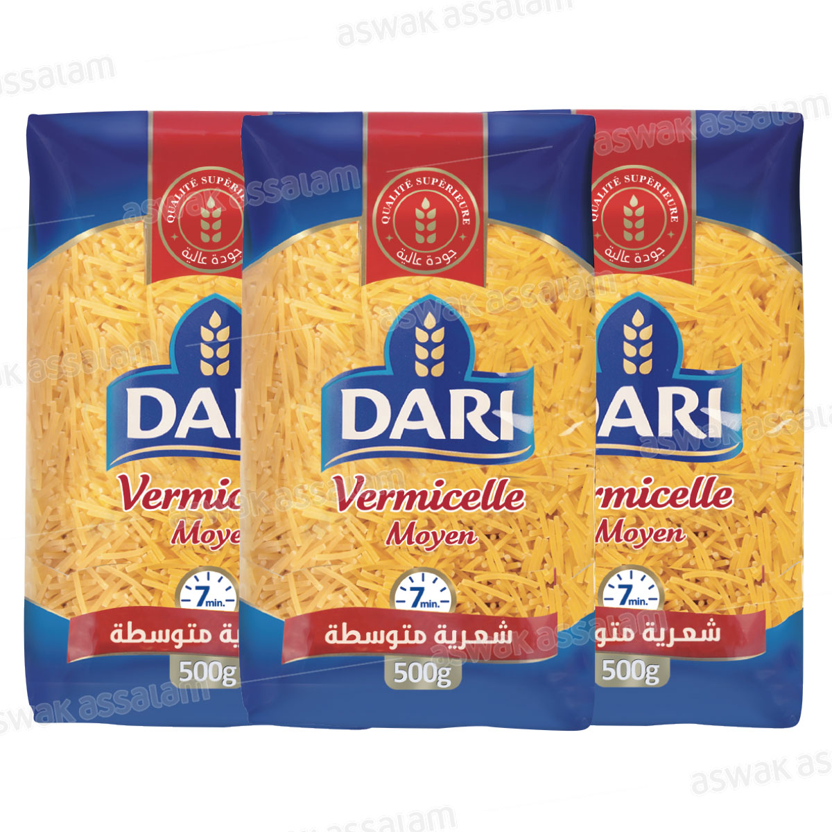 LOT DE 3 VERMICELLES CALIBRE MOYEN 500G DARI