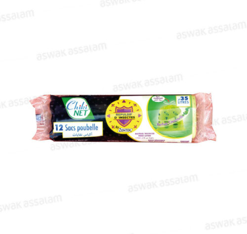 SAC POUBELLE PARFUME AVEC REPULSIF D’INSECTES 35L 12 UNITES CHIKI NET