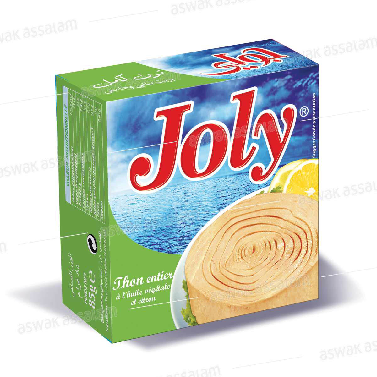 THON ENTIER A L'HUILE VEGETALE ET CITRON 85G JOLY