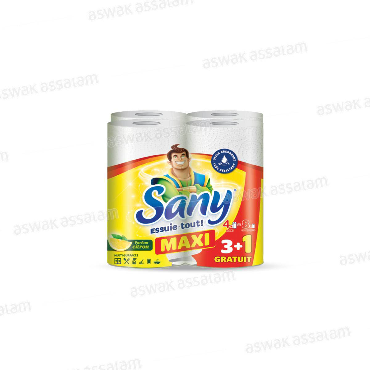 ESSUIE TOUT MAXI CITRON 4 ROULEAUX SANY (3 ACHETES = 1 GRATUIT)