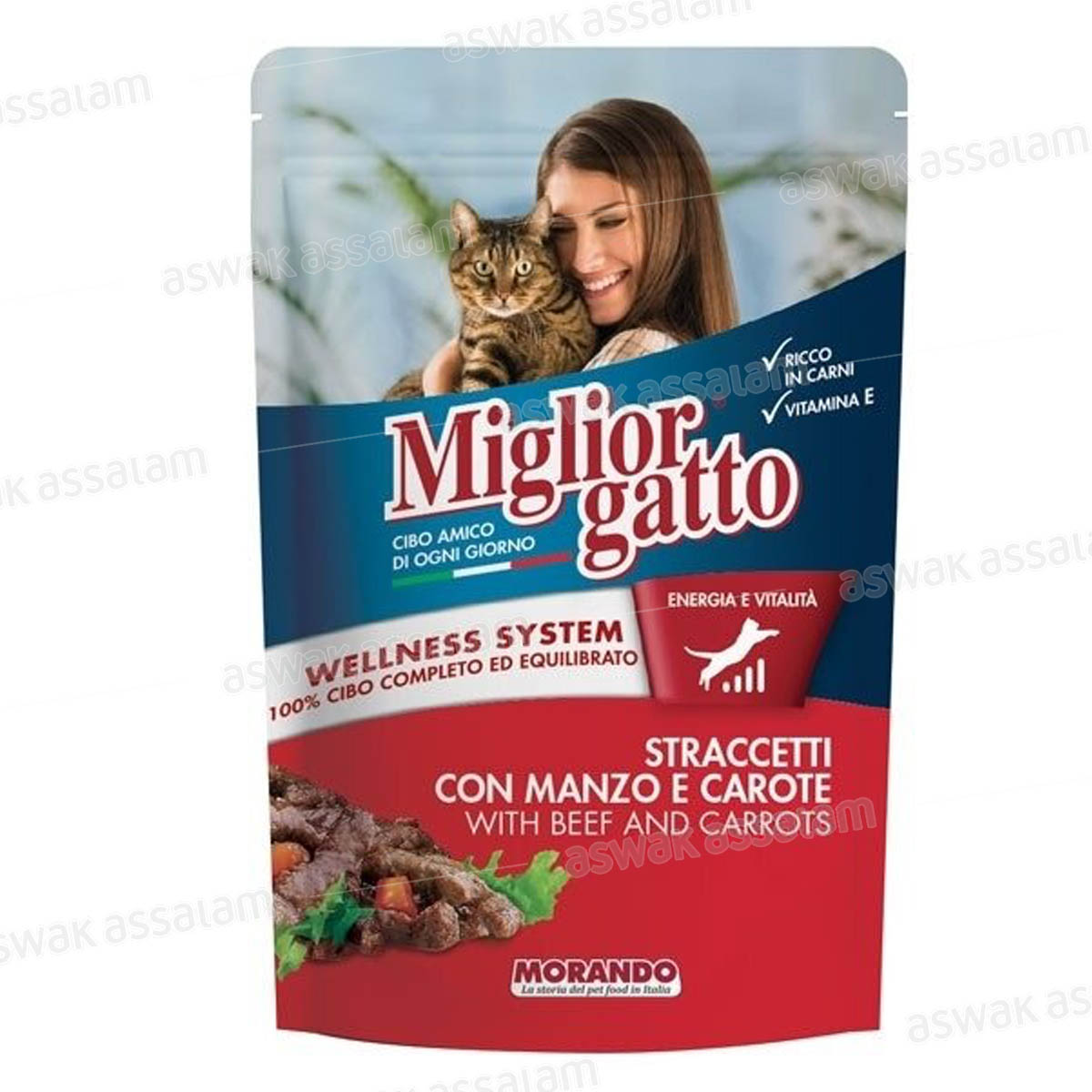 STRACCETTI POUR CHAT AU BOEUF ET CAROTTES 100G MIGLIOR GATTO MORANDO