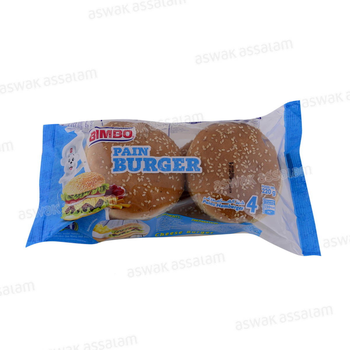 PAIN BURGER AU SESAME 4 UNITES BIMBO