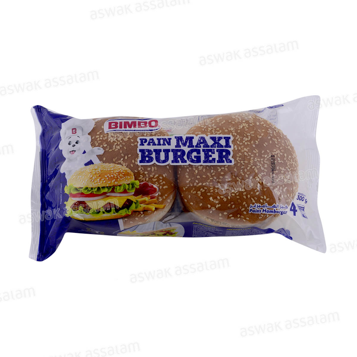 PAIN MAXI BURGER 4 UNITES 300G BIMBO