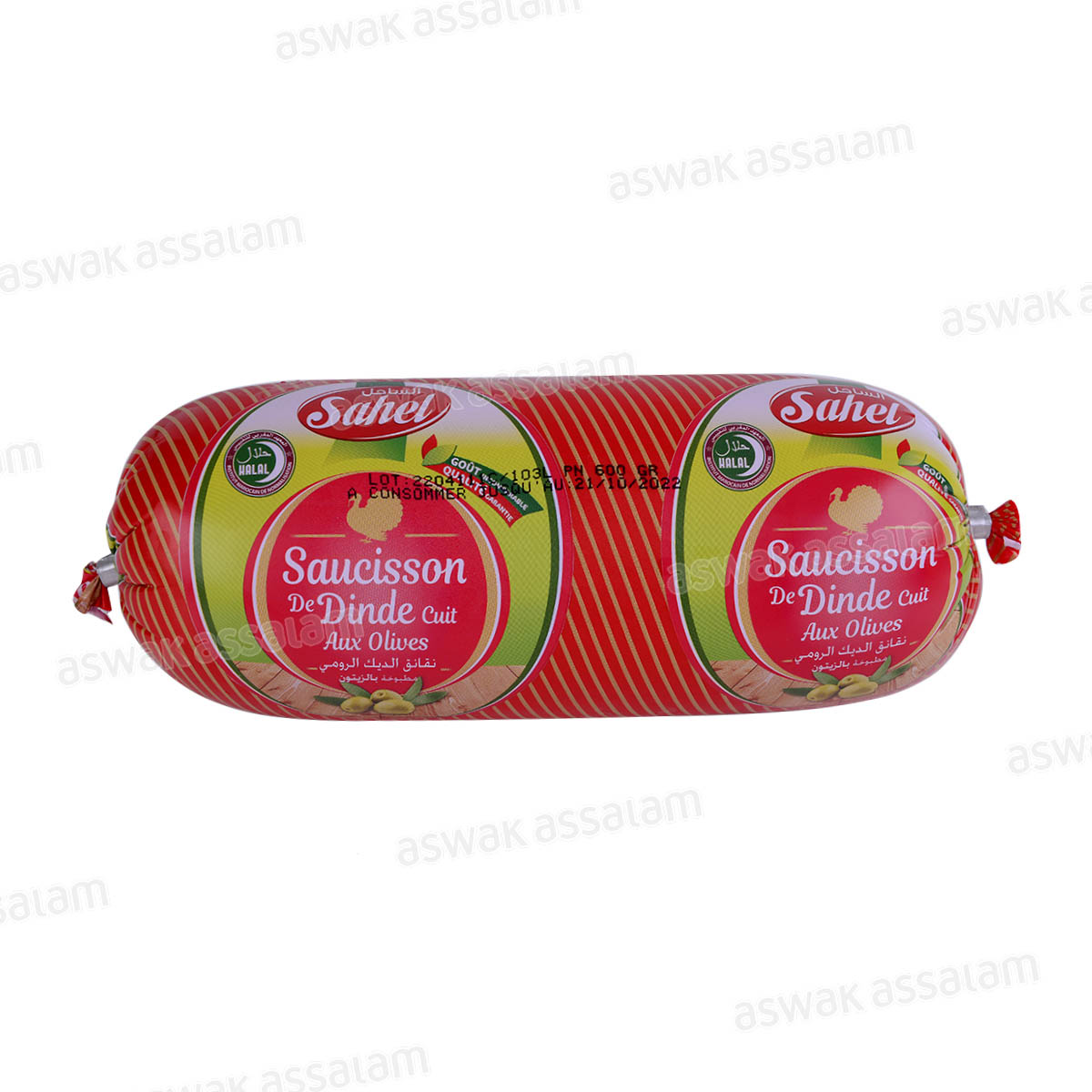 SAUCISSON DE DINDE AUX OLIVES 600G SAHEL
