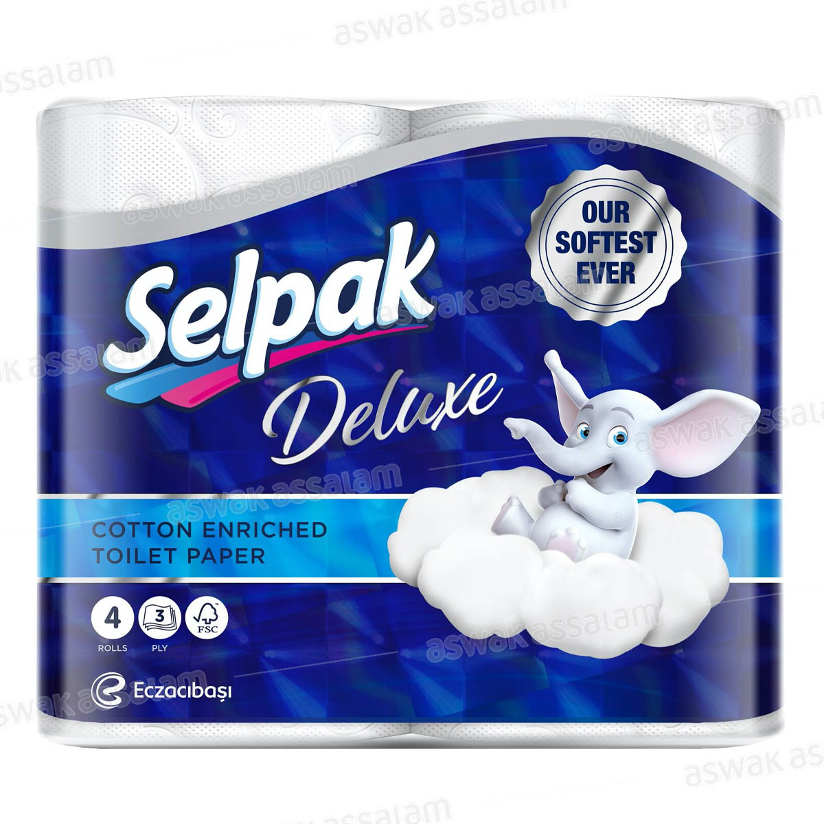 PAPIER HYGIENIQUE DELUXE 4 ROULEAUX 3 PLIS SELPAK