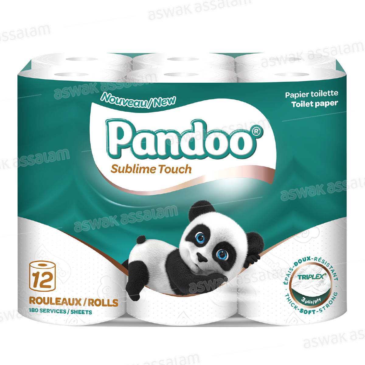 PAPIER HYGIENIQUE 12 ROULEAUX 3 PLIS PANDOO