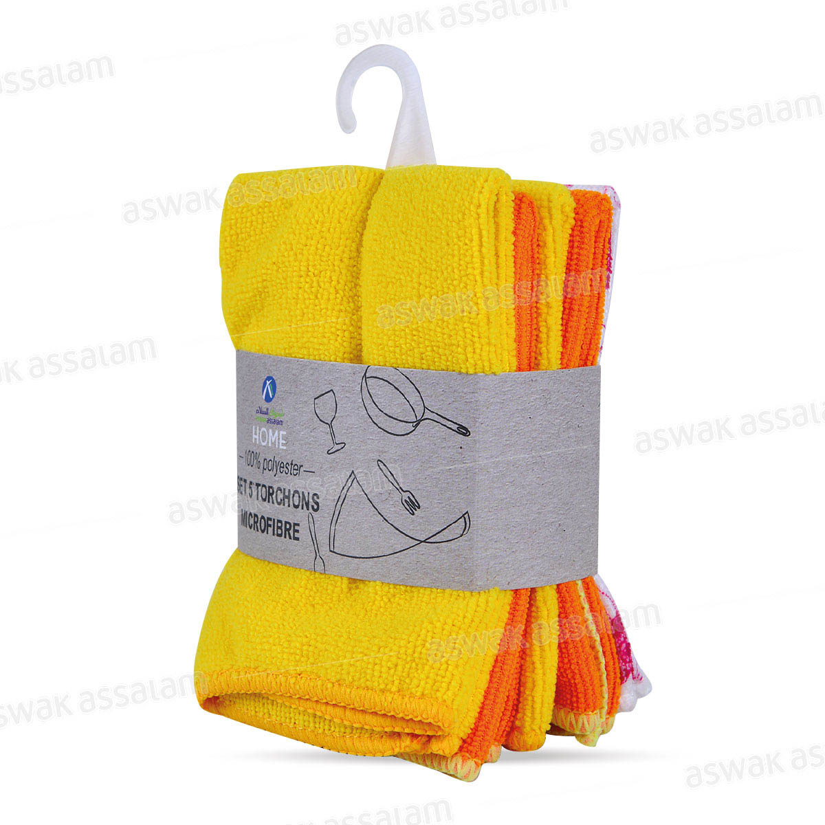 LOT DE 5 TORCHONS EN MICROFIBRE 30*30CM