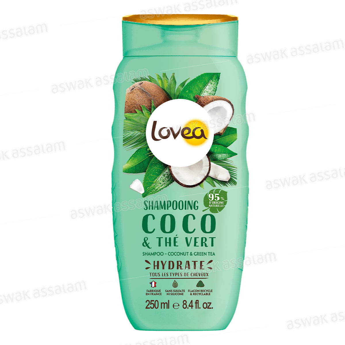 SHAMPOOING COCO ET THE VERT TOUS TYPES DE CHEVEUX 250ML LOVEA