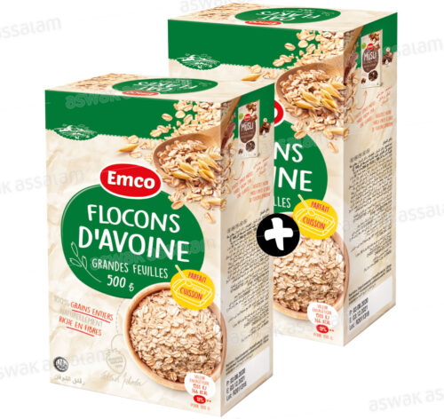LOT DE 2 FLOCONS D’AVOINE GRANDES FEUILLES 500G EMCO