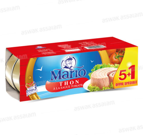 LOT DE 6 BOITES DE THON A LA SAUCE TOMATE 80G MARIO (5 ACHETES = 1 GRATUIT)