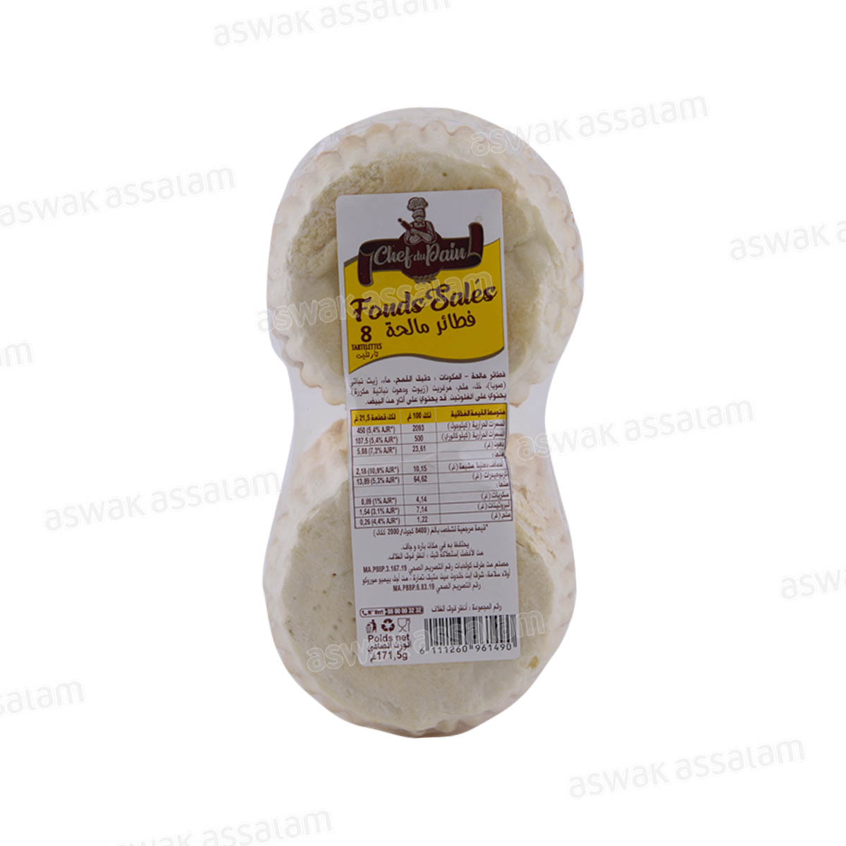 FONDS DE TARTE SALES 8 UNITES CHEF DU PAIN