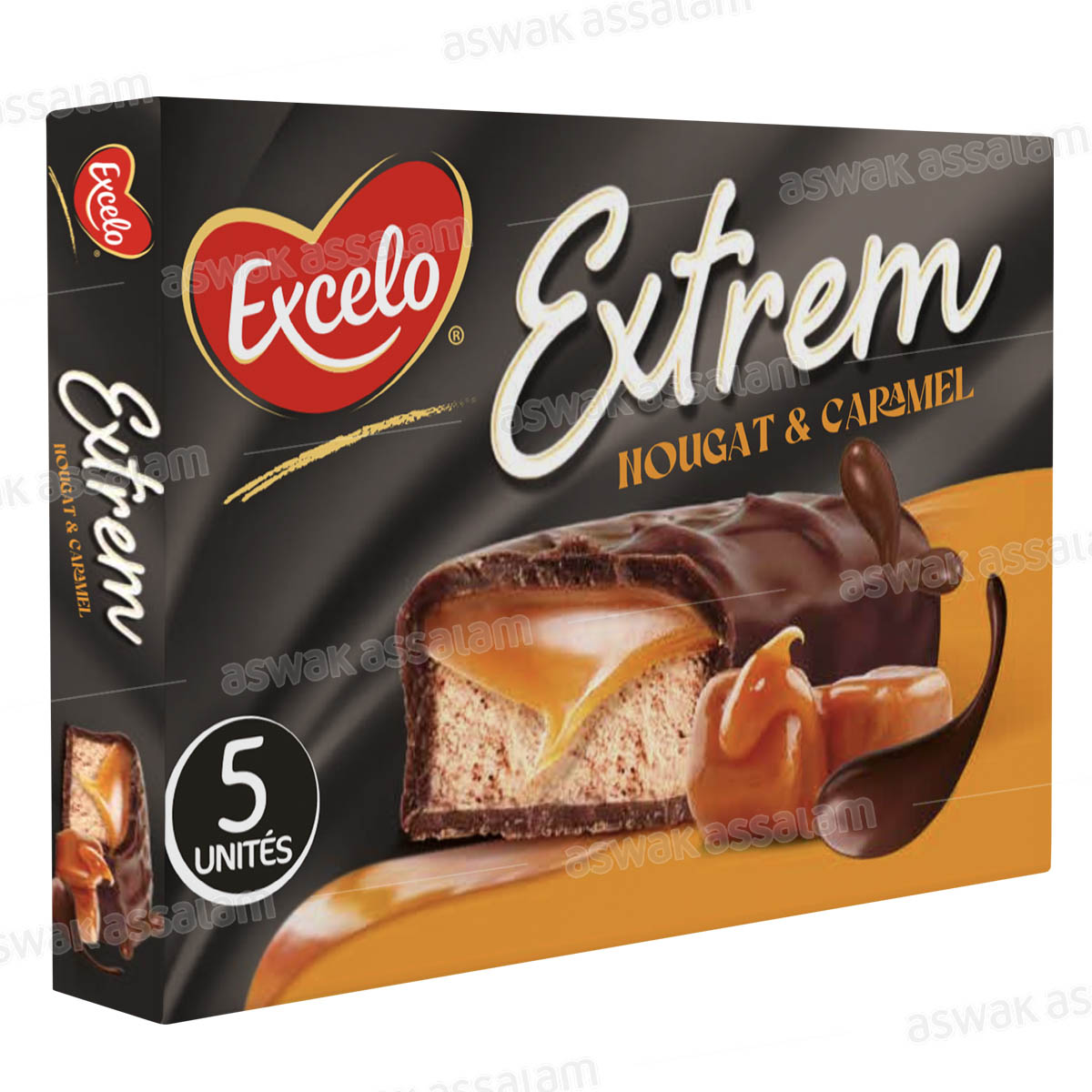 BARRE NOUGAT & CARAMEL EXTREM PACK DE 5 UNITES 36G EXCELO