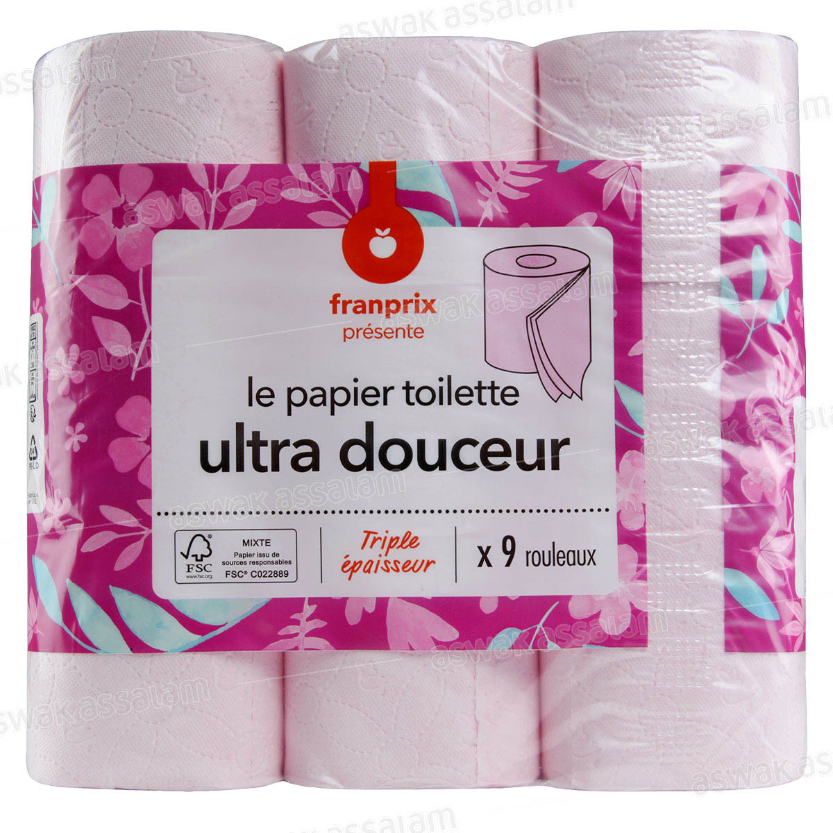 PAPIER HYGIENIQUE 3 PLIS 9 ROULEAUX FRANPRIX