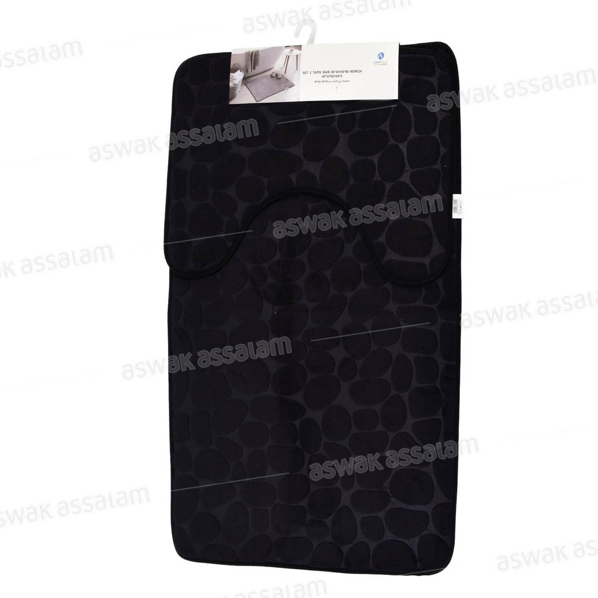 SET DE 2 TAPIS DE BAIN NOIRS 60*40CM + 60*90CM