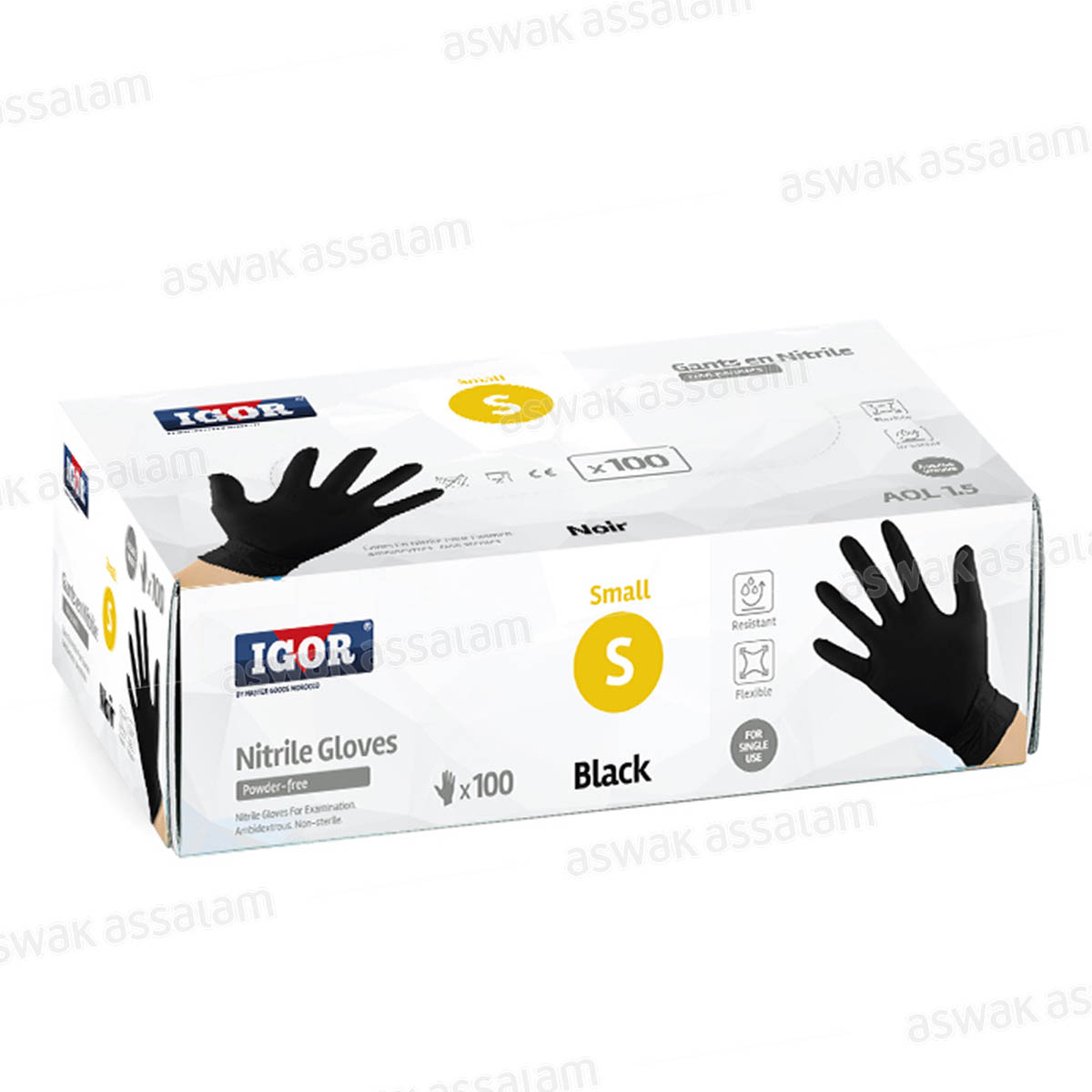100 GANTS NITRILE SMALL NOIR IGOR