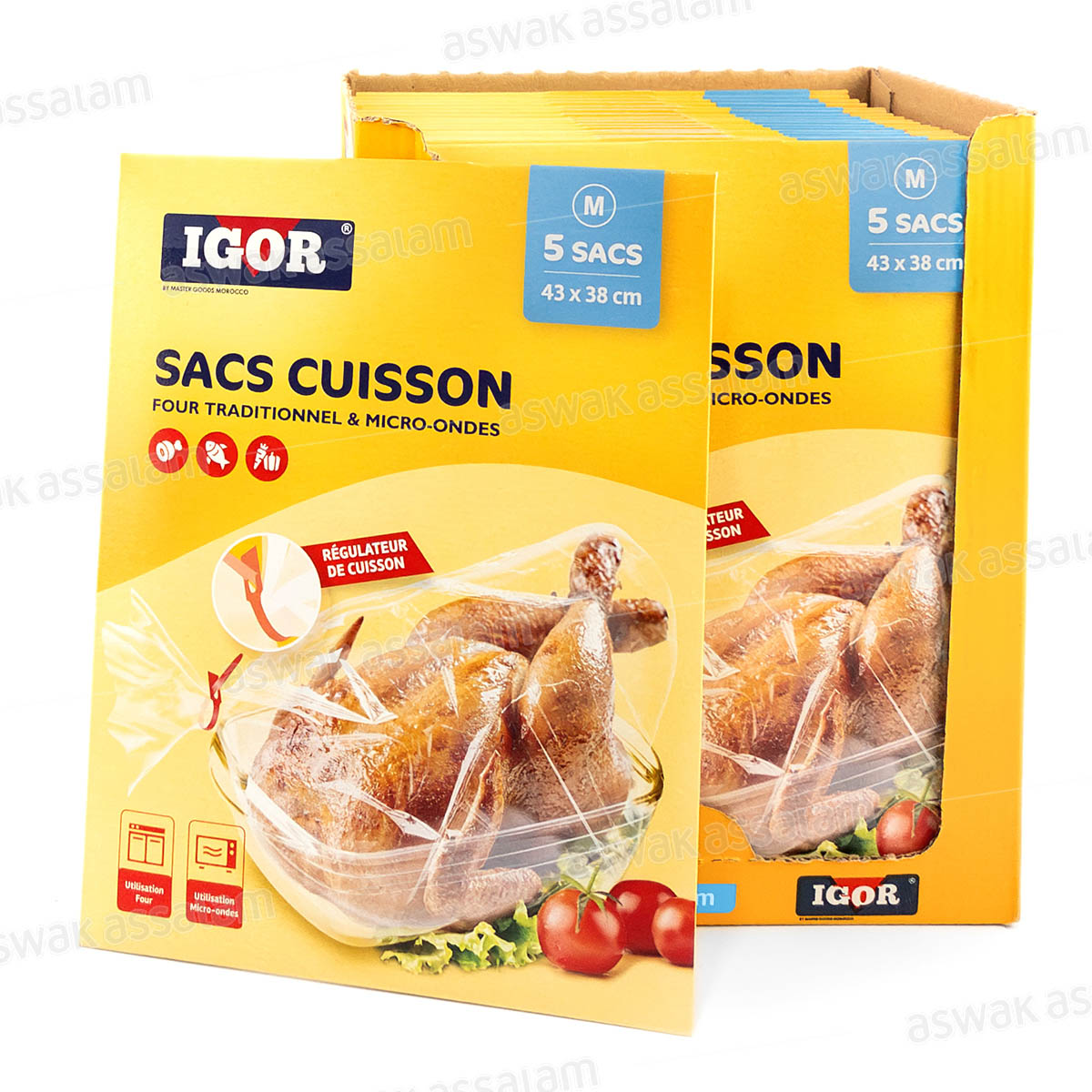 SAC DE CUISSON FOUR ET MICRO-ONDES MEDIUM 43*38CM 5 UNITES IGOR