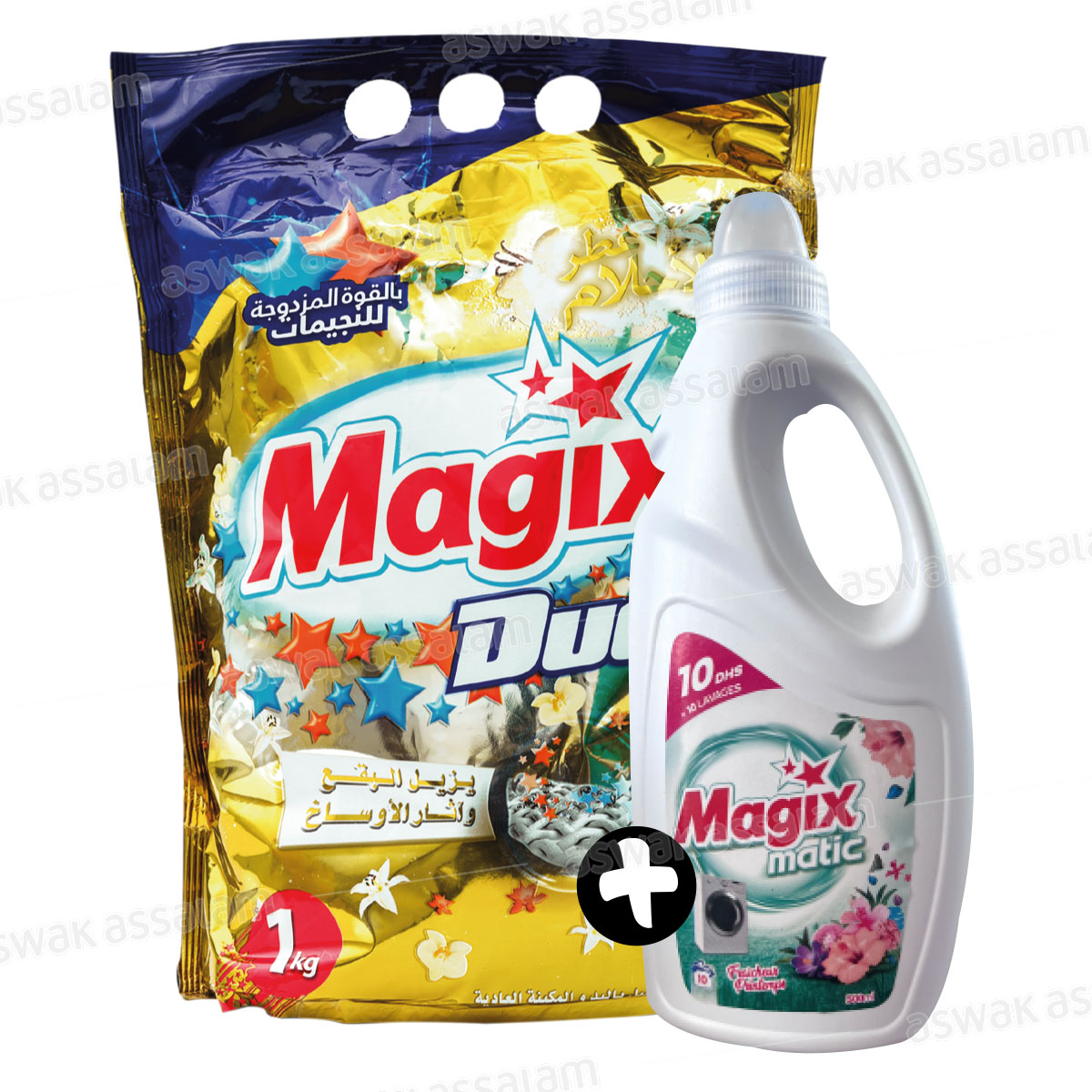 LOT LESSIVE POUDRE MAIN DUO 1KG + LESSIVE LIQUIDE MACHINE 500ML MAGIX