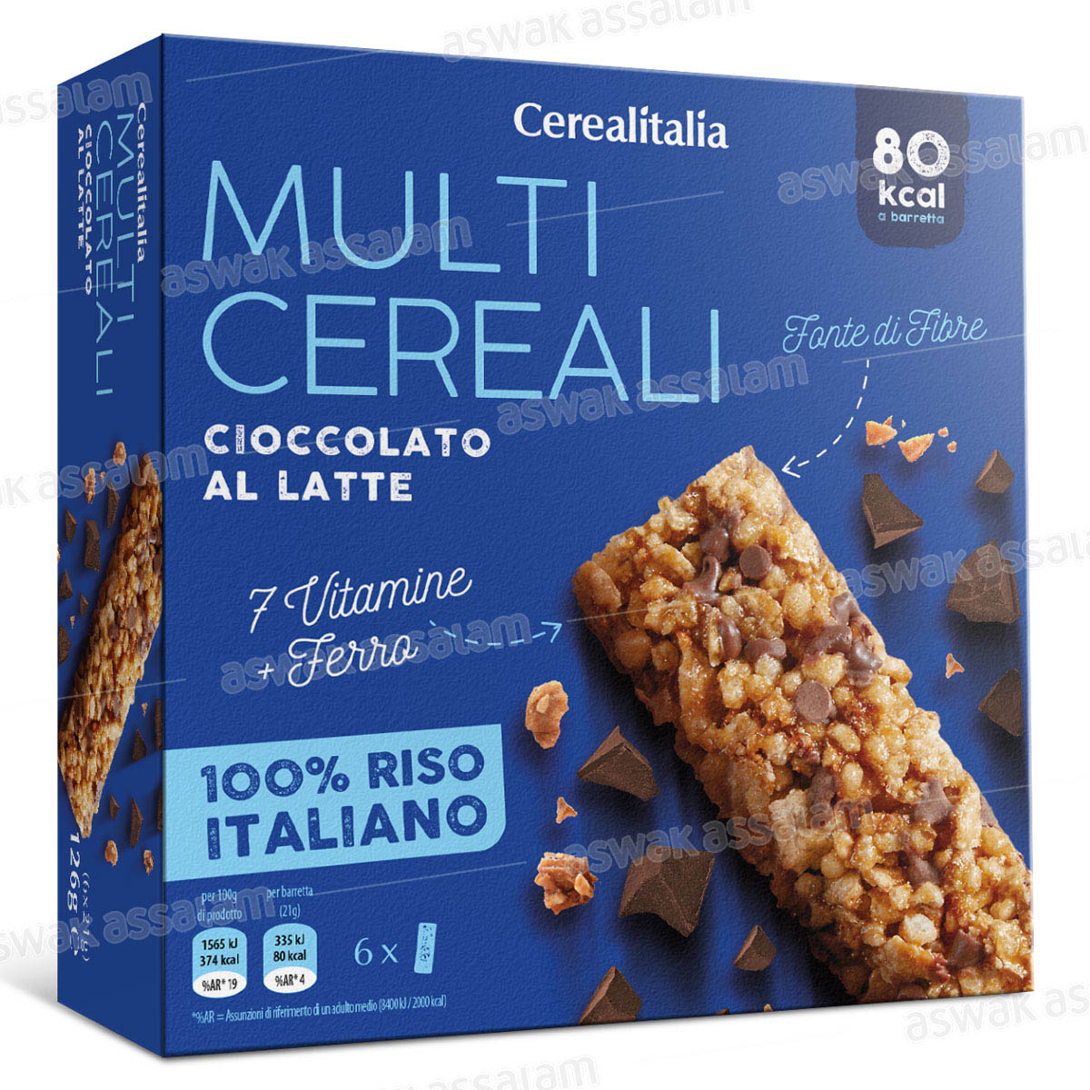 BARRE MULTI-CEREALES AU CHOCOLAT AU LAIT 6*21G CEREALITALIA
