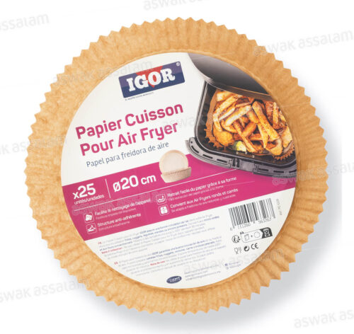 PAPIER CUISSON POUR AIR FRYER ROND 20CM 25 UNITES IGOR