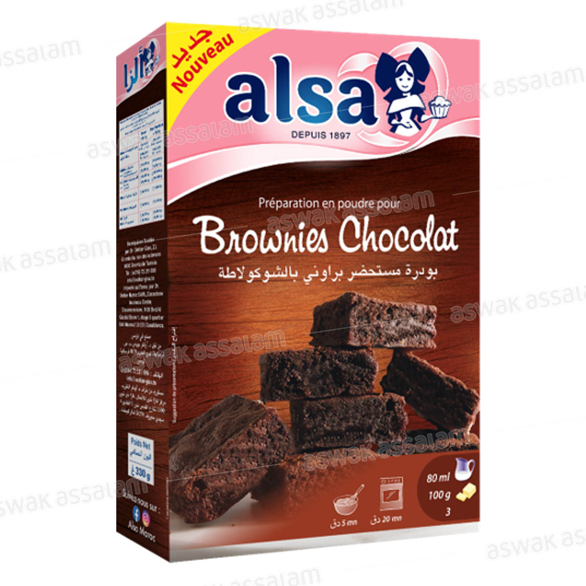 PREPARATION EN POUDRE POUR BROWNIES CHOCOLAT 330G ALSA