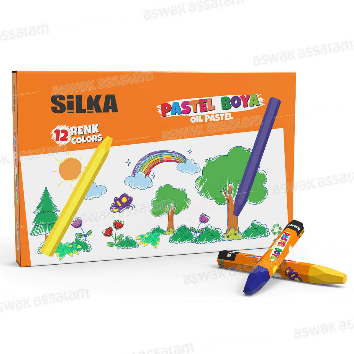 12 CRAYONS DE CIRE PASTEL SILKA