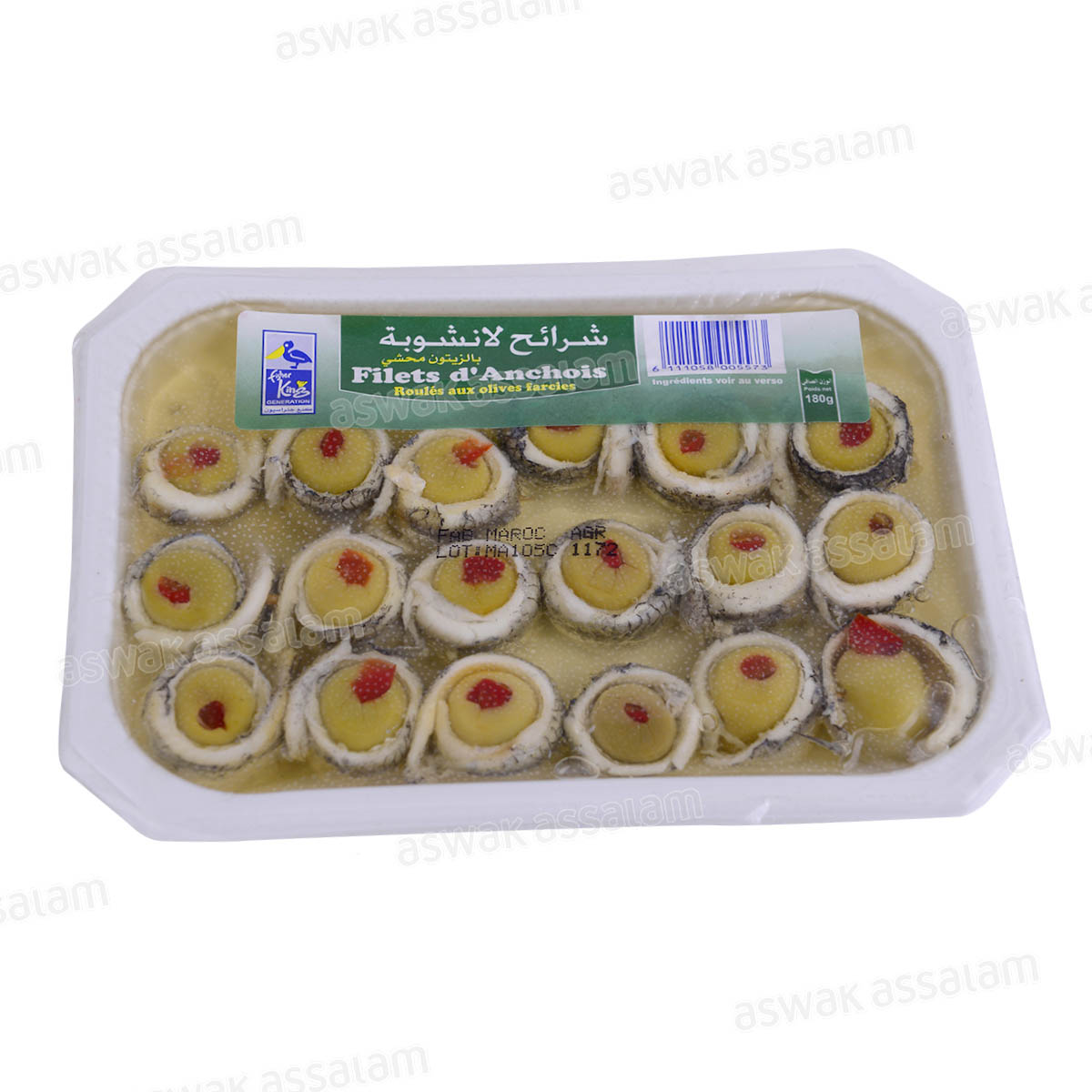 FILETS D'ANCHOIS ROULES AUX OLIVES FARCIES 180G KING GENERATION