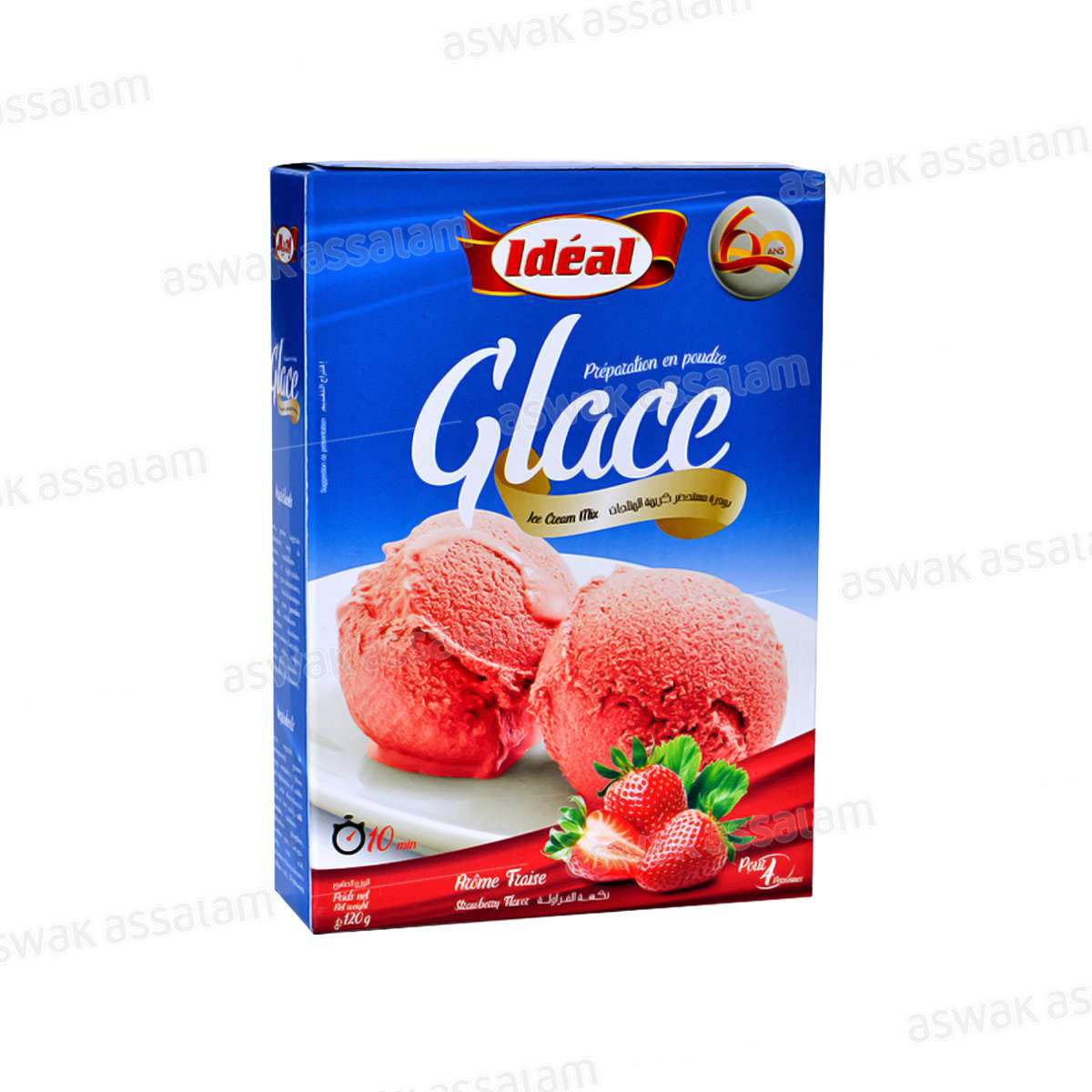 PREPARATION CREME GLACEE FRAISE 120G IDEAL