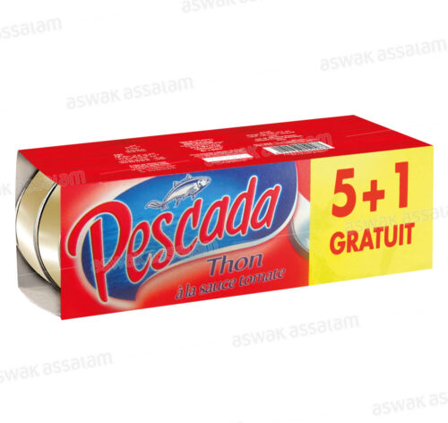 LOT DE 6 BOITES DE THON A LA SAUCE TOMATE 80G PESCADA (5 ACHETES = 1 GRATUIT)