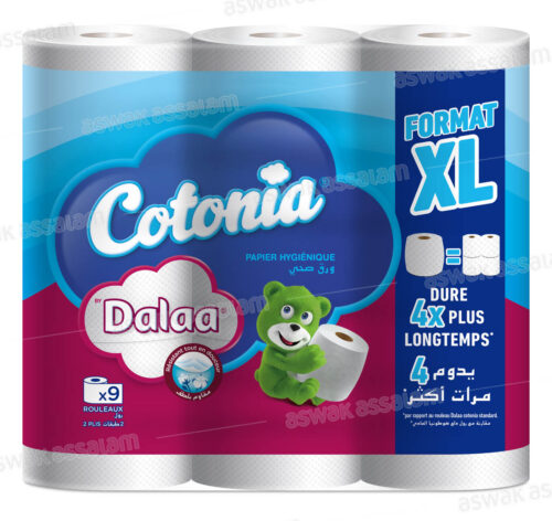PAPIER HYGIENIQUE 2 PLIS 9 ROULEAUX FORMAT XL DALAA