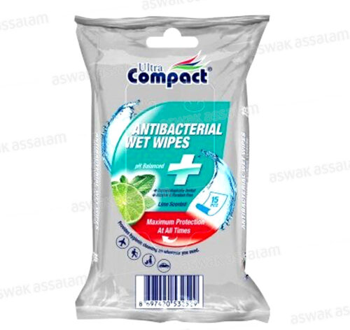 LINGETTES ANTIBACTERIENNES 15 UNITES ULTRA COMPACT