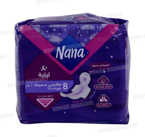 SERVIETTES HYGIENIQUES EXTRA NUIT 8 UNITES NANA