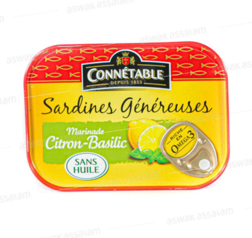 SARDINES GENEREUSES MARINADE CITRON BASILIC 140G CONNETABLE