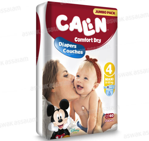 COUCHES BEBE MAXI 9-18 KG 60 UNITES JUMBO PACK CALIN