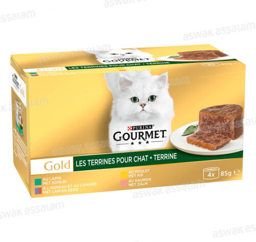 SELECTION MIXTE DE TERRINES POUR CHAT GOURMET GOLD 4*85G PURINA