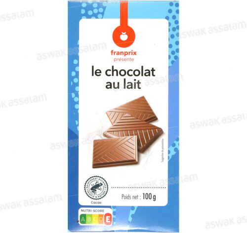 CHOCOLAT AU LAIT TABLETTE 100G FRANPRIX
