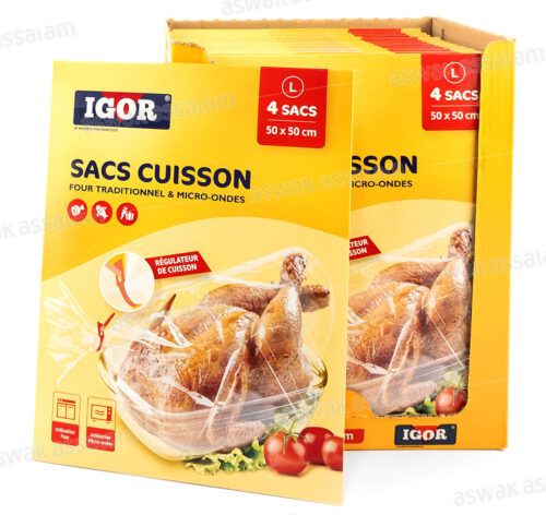 SAC DE CUISSON FOUR ET MICRO-ONDES LARGE 50*50CM 4 UNITES IGOR