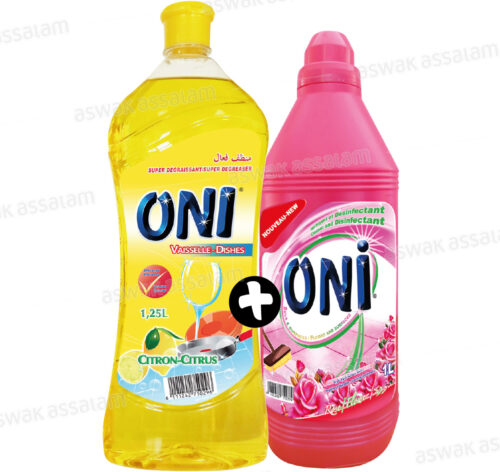 LOT LIQUIDE VAISSELLE 1,25L+ NETTOYANT DE SOL 1L ONI