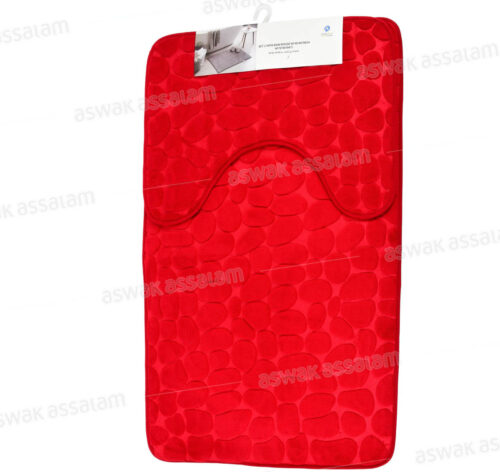 SET DE 2 TAPIS DE BAIN ROUGES 60*40CM + 60*90CM
