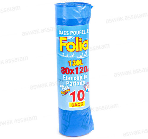 10 SACS POUBELLES DRAWSTRING 130L FOLIA