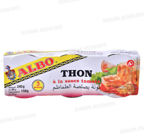 THON ENTIER A LA SAUCE TOMATE  3*80G ALBO
